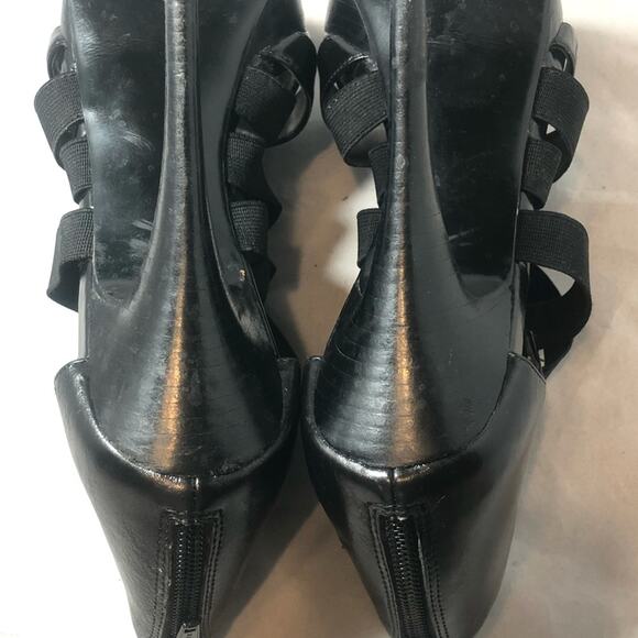 Carlos by Carlos Santana Black Leather Entice Bandage Caged Heels Size 9 - Picture 9 of 11
